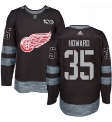 Mens Adidas Detroit Red Wings 35 Jimmy Howard Premier Black 1917 2017 100th Anniversary NHL Jersey 