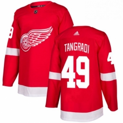 Mens Adidas Detroit Red Wings 49 Eric Tangradi Authentic Red Home NHL Jersey 