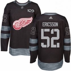 Mens Adidas Detroit Red Wings 52 Jonathan Ericsson Premier Black 1917 2017 100th Anniversary NHL Jersey 