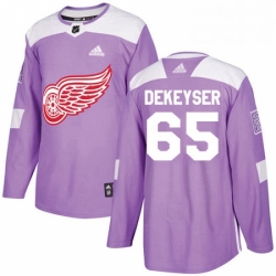 Mens Adidas Detroit Red Wings 65 Danny DeKeyser Authentic Purple Fights Cancer Practice NHL Jersey 