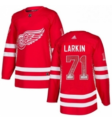 Mens Adidas Detroit Red Wings 71 Dylan Larkin Authentic Red Drift Fashion NHL Jersey 