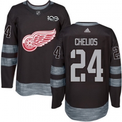 Red Wings #24 Chris Chelios Black 1917 2017 100th Anniversary Stitched NHL Jersey