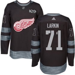 Red Wings #71 Dylan Larkin Black 1917 2017 100th Anniversary Stitched NHL Jersey