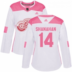 Womens Adidas Detroit Red Wings 14 Brendan Shanahan Authentic WhitePink Fashion NHL Jersey 