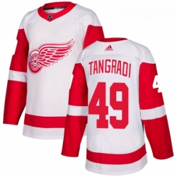 Youth Adidas Detroit Red Wings 49 Eric Tangradi Authentic White Away NHL Jersey 