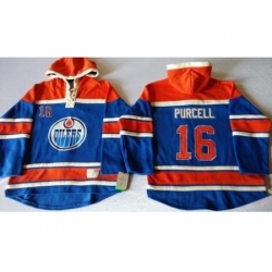 Edmonton Oilers #16 Teddy Purcell Light Blue Sawyer Hooded Sweatshirt Stitched NHL Jersey