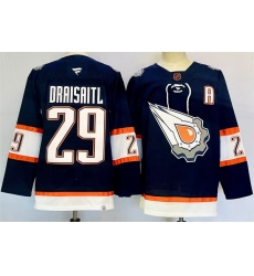 Men Edmonton Oilers 29 Leon Draisaitl Navy 2024 25 With A Patch Reverse Retro Stitched Jersey