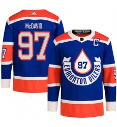 Men Edmonton Oilers 97 Connor McDavid 2023 Royal Heritage Classic Primegreen Stitched Jersey