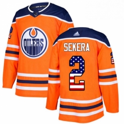 Mens Adidas Edmonton Oilers 2 Andrej Sekera Authentic Orange USA Flag Fashion NHL Jersey 