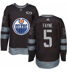 Mens Adidas Edmonton Oilers 5 Mark Fayne Authentic Black 1917 2017 100th Anniversary NHL Jersey 