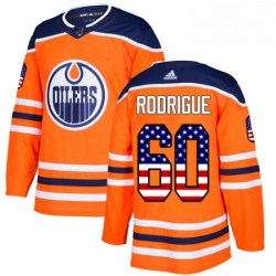 Mens Adidas Edmonton Oilers 60 Olivier Rodrigue Authentic Orange USA Flag Fashion NHL Jersey 