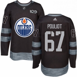 Mens Adidas Edmonton Oilers 67 Benoit Pouliot Authentic Black 1917 2017 100th Anniversary NHL Jersey 