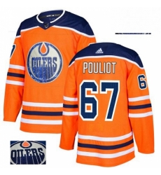 Mens Adidas Edmonton Oilers 67 Benoit Pouliot Authentic Orange Fashion Gold NHL Jersey 