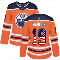 Womens Adidas Edmonton Oilers 19 Patrick Maroon Authentic Orange USA Flag Fashion NHL Jersey 