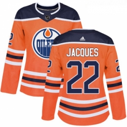 Womens Adidas Edmonton Oilers 22 Jean Francois Jacques Authentic Orange Home NHL Jersey 