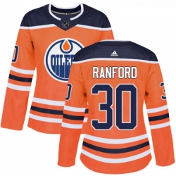 Womens Adidas Edmonton Oilers 30 Bill Ranford Authentic Orange Home NHL Jersey 