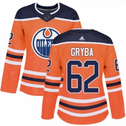 Womens Adidas Edmonton Oilers 62 Eric Gryba Authentic Orange Home NHL Jersey 