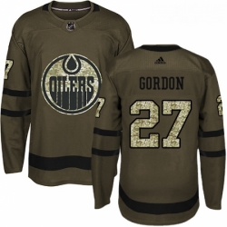 Youth Adidas Edmonton Oilers 27 Boyd Gordon Authentic Green Salute to Service NHL Jersey 