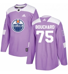 Youth Adidas Edmonton Oilers 75 Evan Bouchard Authentic Purple Fights Cancer Practice NHL Jersey 