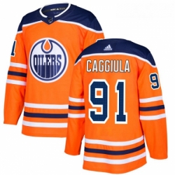 Youth Adidas Edmonton Oilers 91 Drake Caggiula Authentic Orange Home NHL Jersey 