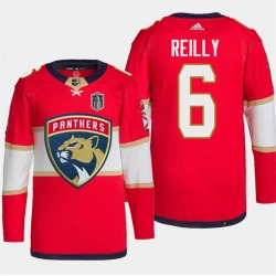 Men Florida Panthers 6 Mike Reilly Red 2024 Stanley Cup Final Patch Stitched Jersey