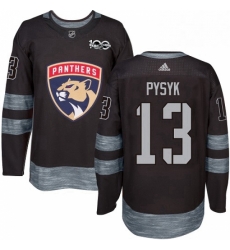 Mens Adidas Florida Panthers 13 Mark Pysyk Authentic Black 1917 2017 100th Anniversary NHL Jersey 