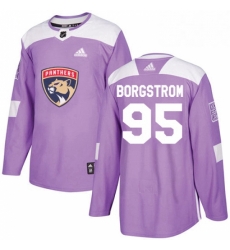 Mens Adidas Florida Panthers 95 Henrik Borgstrom Authentic Purple Fights Cancer Practice NHL Jersey 