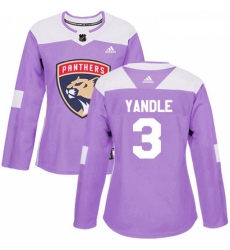 Womens Adidas Florida Panthers 3 Keith Yandle Authentic Purple Fights Cancer Practice NHL Jersey 