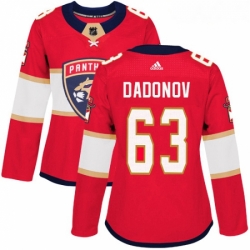 Womens Adidas Florida Panthers 63 Evgenii Dadonov Authentic Red Home NHL Jersey 