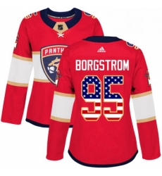 Womens Adidas Florida Panthers 95 Henrik Borgstrom Authentic Red USA Flag Fashion NHL Jersey 