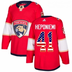 Youth Adidas Florida Panthers 41 Aleksi Heponiemi Authentic Red USA Flag Fashion NHL Jersey 