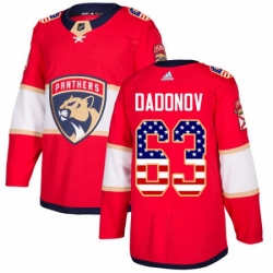 Youth Adidas Florida Panthers 63 Evgenii Dadonov Authentic Red USA Flag Fashion NHL Jersey 