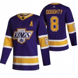 Men Los Angeles Kings 8 Drew Doughty Black Adidas 2020 21 Reverse Retro Alternate NHL Jersey