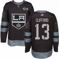 Mens Adidas Los Angeles Kings 13 Kyle Clifford Premier Black 1917 2017 100th Anniversary NHL Jersey 