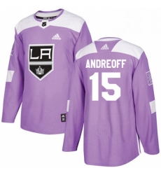 Mens Adidas Los Angeles Kings 15 Andy Andreoff Authentic Purple Fights Cancer Practice NHL Jersey 