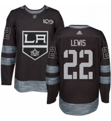 Mens Adidas Los Angeles Kings 22 Trevor Lewis Authentic Black 1917 2017 100th Anniversary NHL Jersey 