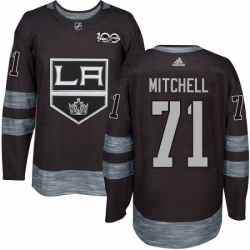 Mens Adidas Los Angeles Kings 71 Torrey Mitchell Authentic Black 1917 2017 100th Anniversary NHL Jersey 