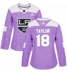 Womens Adidas Los Angeles Kings 18 Dave Taylor Authentic Purple Fights Cancer Practice NHL Jersey 