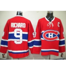 Hockey Montreal Canadiens #9 Maurice Richard Stitched Replithentic Red Jersey