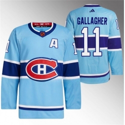 Men Montreal Canadiens 11 Brendan Gallagher Blue 2022 23 Reverse Retro Stitched Jersey