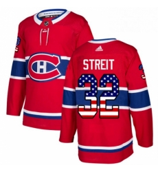 Mens Adidas Montreal Canadiens 32 Mark Streit Authentic Red USA Flag Fashion NHL Jersey 