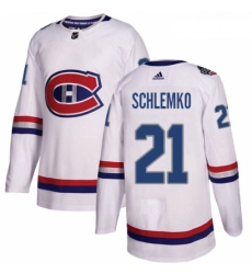 Youth Adidas Montreal Canadiens 21 David Schlemko Authentic White 2017 100 Classic NHL Jersey 