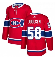 Youth Adidas Montreal Canadiens 58 Noah Juulsen Authentic Red Home NHL Jersey 