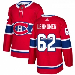 Youth Adidas Montreal Canadiens 62 Artturi Lehkonen Authentic Red Home NHL Jersey 