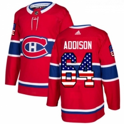 Youth Adidas Montreal Canadiens 64 Jeremiah Addison Authentic Red USA Flag Fashion NHL Jersey 