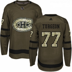 Youth Adidas Montreal Canadiens 77 Pierre Turgeon Premier Green Salute to Service NHL Jersey 