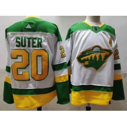 Men Minnesota Wild 20 Ryan Suter White 2020 21 Reverse Retro Adidas Jersey