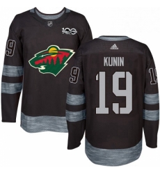 Mens Adidas Minnesota Wild 19 Luke Kunin Authentic Black 1917 2017 100th Anniversary NHL Jersey 