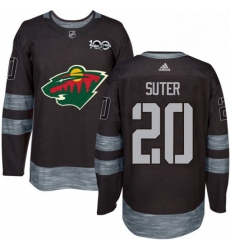 Mens Adidas Minnesota Wild 20 Ryan Suter Premier Black 1917 2017 100th Anniversary NHL Jersey 