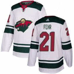 Mens Adidas Minnesota Wild 21 Eric Fehr Authentic White Away NHL Jersey 